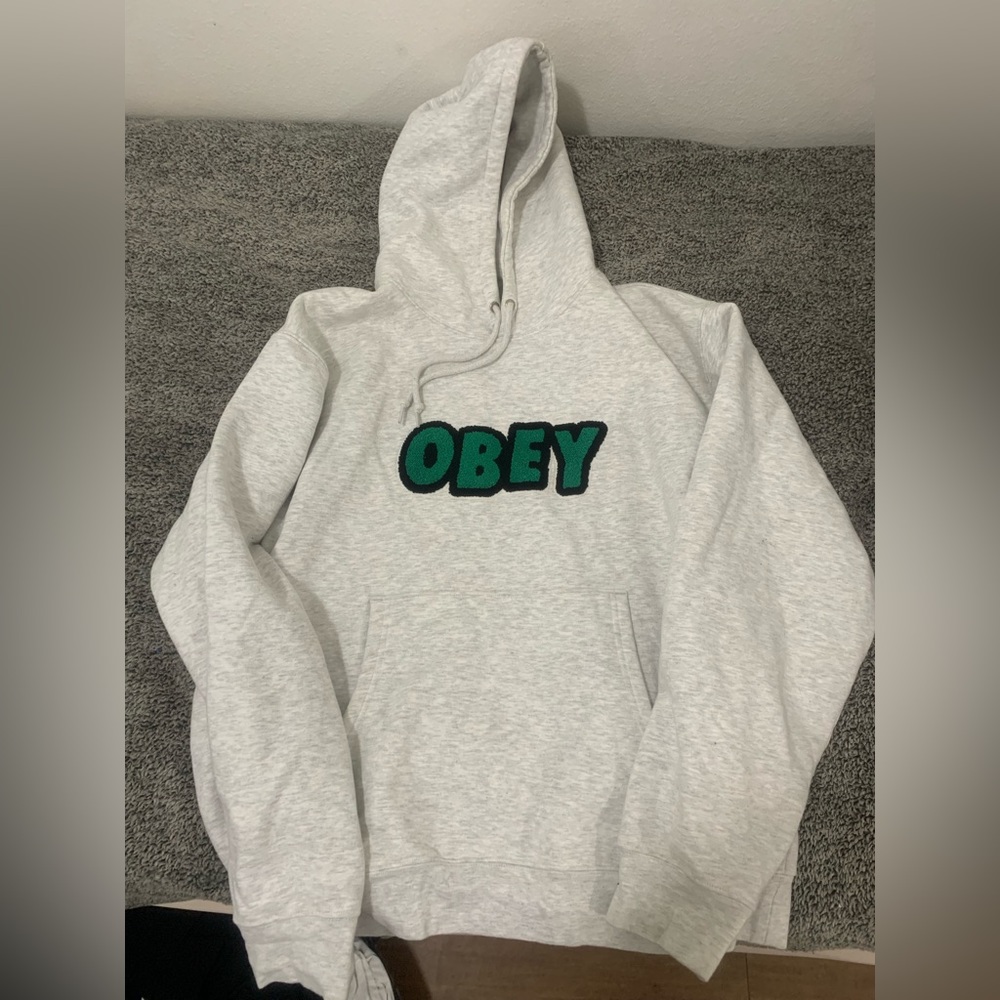 OBEY Worldwide Gray and Green Hoodie Size XL